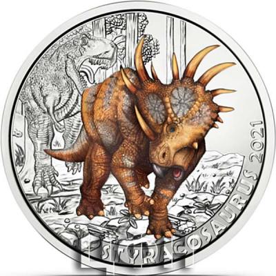 «STYRACOSAURUS ALBERTENSIS Supersaurus Glow In The Dark Coin 3€ Euro Austria 2021».JPG