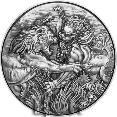 «10 Dollars AFRICAN LION vs CHINESE GUARDIAN LION 2 Oz Silver Coin 10$ Tokelau 2022 Antique Finish.».jpg