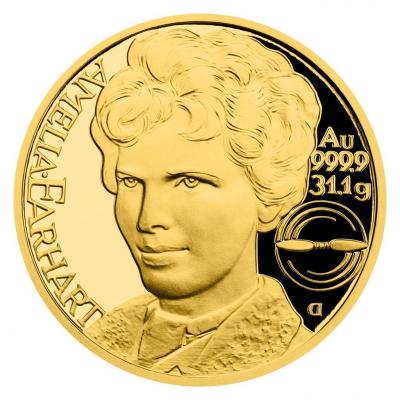 «Zlatá uncová mince Osudové ženy Amelia Earhart proof».jpg