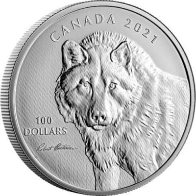 «WOLF SKETCH By Robert Bateman 10 Oz Silver Coin 100$ Canada 2021».jpg
