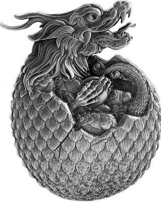 «CHINESE DRAGON EGG Shape 2 Oz Silver Coin 10000 Francs Chad 2022 Antique Finish.».jpg