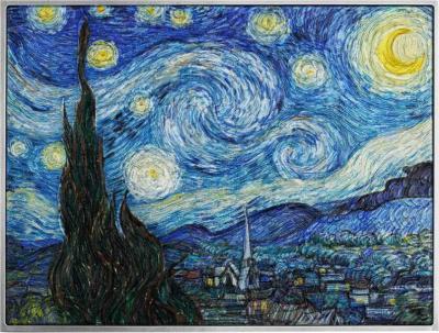 «STARRY NIGHT By Vincent Van Gogh 2 Oz Silver Coin 10000 Francs Chad 2021 Antique Finish» .jpg