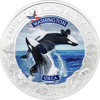 «5 Dollars WASHINGTON ORCA WHALE Graded MS70 American State Animals 1 Oz Silver Coin 5$ Cook Islands 2021 Proof».jpg