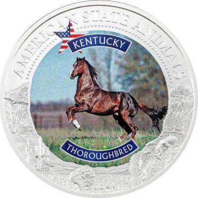 «5 Dollars KENTUCKY THOROUGHBRED Graded MS70 American State Animals 1 Oz Silver Coin 5$ Cook Islands 2021 Proof».jpg