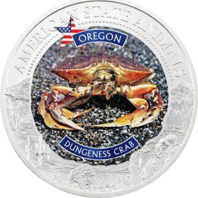 «5 Dollars OREGON DUNGENESS CRAB Graded MS70 American State Animals 1 Oz Silver Coin 5$ Cook Islands 2021 Proof».jpg