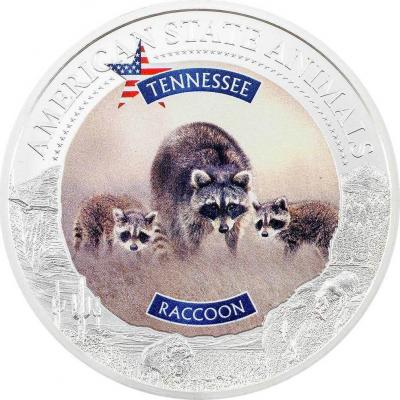 «5 Dollars TENNESSEE RACCOON Graded MS70 American State Animals 1 Oz Silver Coin 5$ Cook Islands 2021 Proof»..jpg