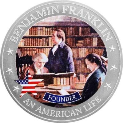 «2 Dollars FOUNDER Benjamin Franklin An American Life Graded MS70 12 Oz Silver Coin 2$ Cook Islands 2021 Proof».jpg