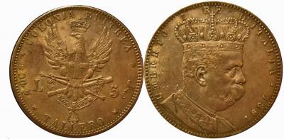 Italy colony of Eritrea -Umberto 1-5 lir-1 copy.jpg