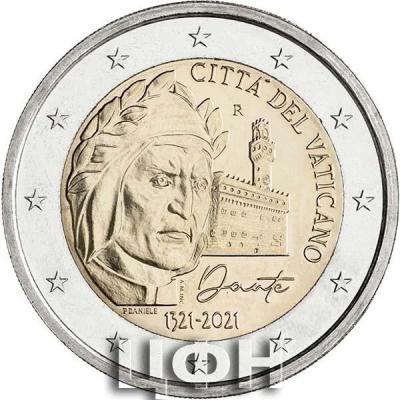 «2021, 2 евро Ватикан, памятная монета - «700 лет со дня смерти Данте Алигьери»».jpg