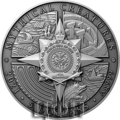 «5 Dollars KRAKEN Mythical Creatures 2 Oz Silver Coin 5$ Niue 2021 Antique Finish».jpg