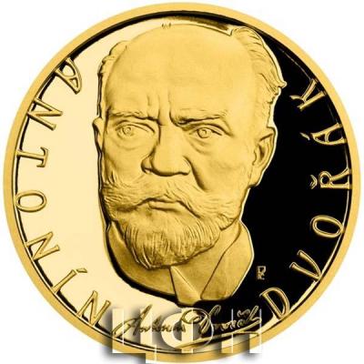 «Zlatá půluncová mince Antonín Dvořák proof.».jpg