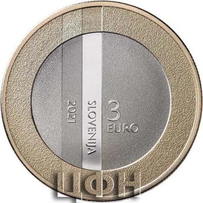 2021, 3 евро Словения, памятная монета - «30 лет Независимости Словении».jpg