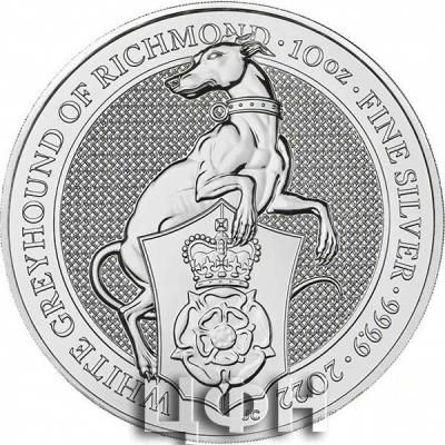 «£10 The Queen's Beasts 2022 White Greyhound of Richmond 10oz Silver Bullion Coin».jpg