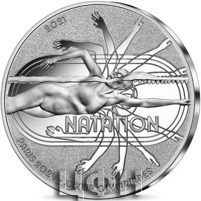 «JEUX OLYMPIQUES PARIS 2024 - 10 € ARGENT BE FRANCE 2021 - PARIS 2024 - NATATION - COLLECTION SPORT».jpg