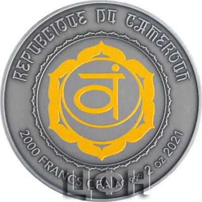 «2000 Francs Cameroon 2021 Antique Finish - SWADHISTHANA Chakra 2 Oz Silver Coin.» .jpg