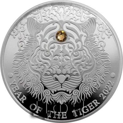 «Stříbrná mince Year of the Tiger - Rok tygra 2022 Krystal Swarovski Proof.».jpg