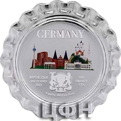 «2021 Chad 6 gram World Landmarks - Germany Bottle Cap Proof Silver Coin .999 Fine (In Cap)».jpg