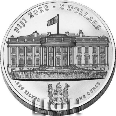 «2 Dollars WHITE HOUSE 1 Oz Silver Coin 2$ Fiji 2022 BU-Brilliant Uncirculated».jpg