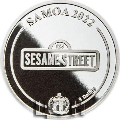 «5 Dollars OSCAR THE GROUCH Sesame Street 1 Oz Silver Coin 5$ Samoa 2022 Proof».jpg