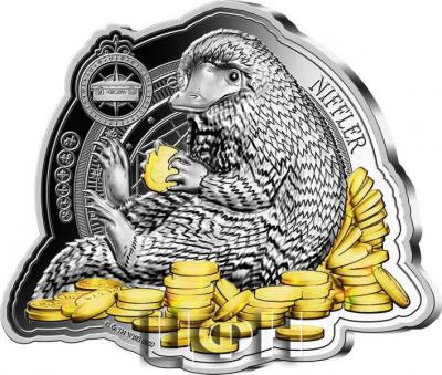 «5 Dollars NIFFLER Fantastic Beasts Shaped 1 Oz Silver Coin 5$ Samoa 2022 Prooflike.».jpg