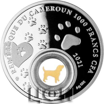 «HUSKY Dog Man Best Friends Silver Coin 1000 Francs Cameroon 2021 Proof».JPG
