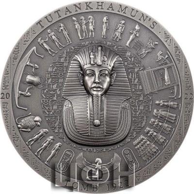 «20 Dollars TUTANKHAMUN’S TOMB 1922 Archeology Symbolism Antiqued 3 Oz Silver Coin 20$ Cook Islands 2022 Antique Finish».jpg