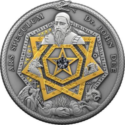 «5 Dollars DR JOHN DEE ARS SPECULUM Alchemist 2 Oz Silver Coin 5$ Niue 2022 Antique Finish.».jpg