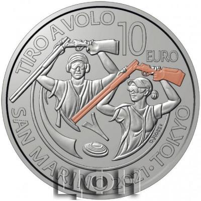 «Silver €10 FDC coin Victory in skeet shooting in Tokyo».jpg