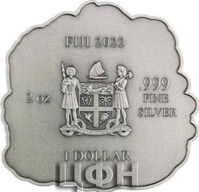 «1 Dollar DRAGON Shaped 2 Oz Silver Coin 1$ Fiji 2022 Antique Finish.».jpg