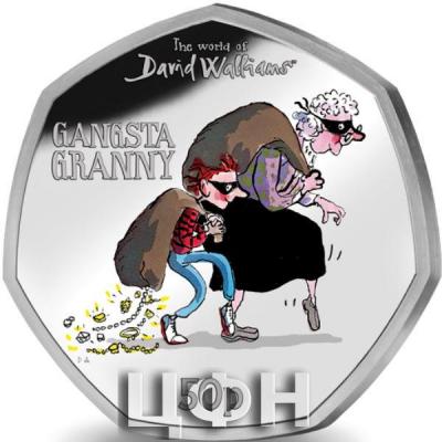 «The World of David Walliams. Gangsta Granny - 2022 Unc. Cupro Nickel Diamond Finish Coloured 50p Coin - GIB».jpg