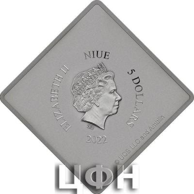 «5 Dollars T REX SIGN Jurassic World Dominion 2 Oz Silver Coin 5$ Niue 2022 Antique Finish ».jpg