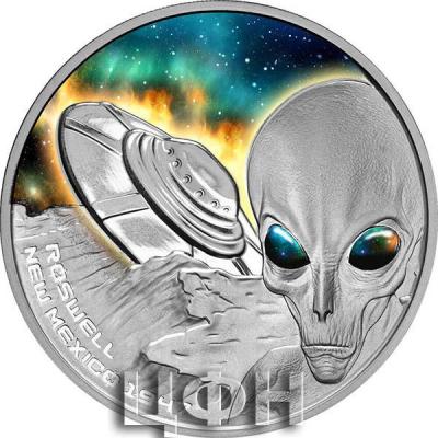 «1$ Niue 2022 Proof - ROSWELL 75th Anniversary Flying Saucer 1 Oz Silver Coin».jpg