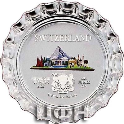 «2022 Chad 6 gram World Landmarks - Switzerland Bottle Cap Proof Silver Coin .999 Fine (wBox».jpg