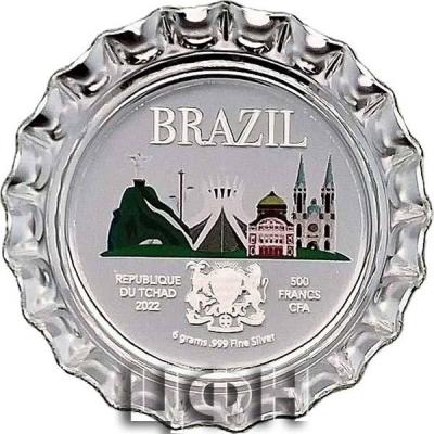 «2022 Chad 6 gram World Landmarks - Brazil Bottle Cap Proof Silver Coin».jpg