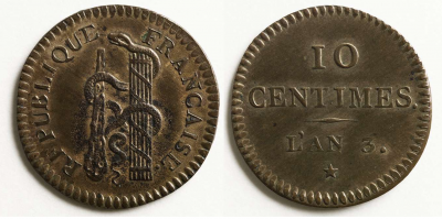 Essai du dix centimes au serpent 1795 Augustin Dupre.png