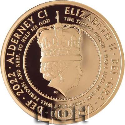 «2022 Alderney £100 1-oz Gold Queen Elizabeth II Platinum Jubilee Proof NGC PF70UC First Day of Issue ».JPG