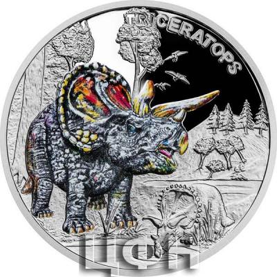 «Silver coin Prehistoric world - Triceratops proof».jpg