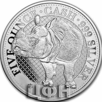 «Silver Five Ounces 2022 The Rhino, Coin from Saint Helena».JPG