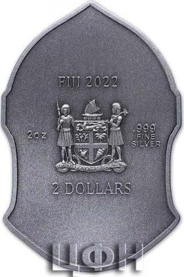 «2 Dollars CRUSADER KNIGHT HELMET Ancient Warriors 2 Oz Silver Coin 2$ Fiji 2022 Antique Finish.».JPG