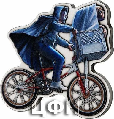 «5 Dollars E.T. Extra-Terrestrial Bicycle 40th Anniversary 2 Oz Silver Coin 5$ Niue 2022 Antique Finish».JPG