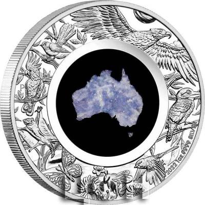«1oz Silver Proof Blue Lepidolite Coin Great Southern Land 2022».JPG
