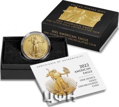 «American Eagle 2022 One Ounce Gold Uncirculated Coin».JPG