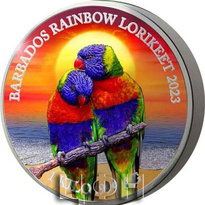 «25 Dollars RAINBOW LORIKEET Colourful Wildlife 1 Kg Kilo Silver Coin 25$ Barbados 2023 Prooflike».jpg