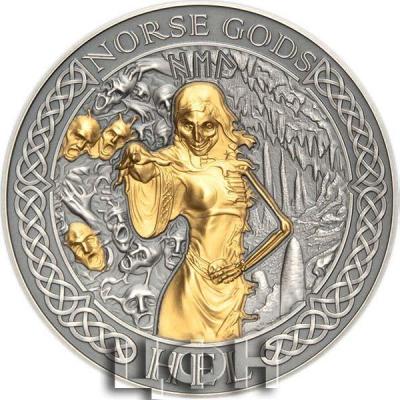 «1 Dollar HEL Norse Gods Gold Plating 2 Oz Silver Coin 1$ Cook Islands 2023 Antique Finish».jpg