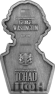 «GEORGE WASHINGTON Shaped 2 Oz Silver Coin 10000 Francs Chad 2023 Antique Finish».jpg
