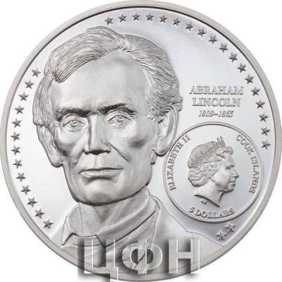 «5 Dollars ABRAHAM LINCOLN by Miles Standish 1 Oz Silver Coin 5$ Cook Islands 2022 Proof.».jpg