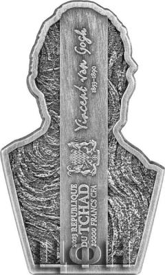 «VINCENT VAN GOGH Shaped 2 Oz Silver Coin 10000 Francs Chad 2023 Antique Finish ».jpg