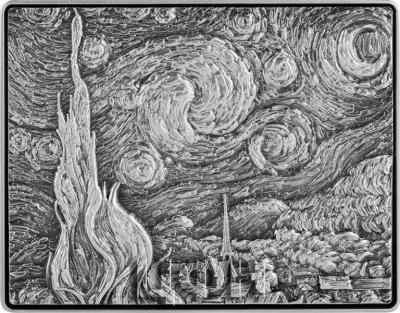 «STARRY NIGHT By Vincent Van Gogh 1 Oz Silver Coin 5000 Francs Chad 2023 Antique Finish.».jpg