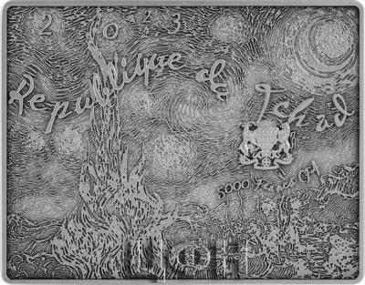 «STARRY NIGHT By Vincent Van Gogh 1 Oz Silver Coin 5000 Francs Chad 2023 Antique Finish».jpg