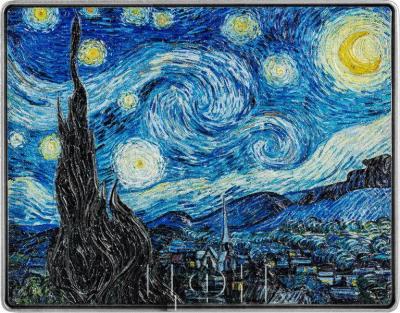 «STARRY NIGHT By Vincent Van Gogh Colored 1 Oz Silver Coin 5000 Francs Chad 2023 Antique Finish».jpg